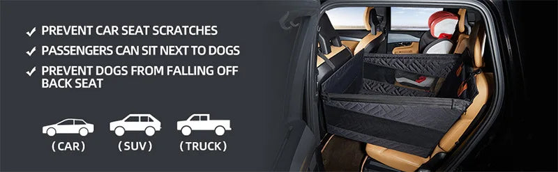 Dog Car Seat for Small To Large Dogs Pet Nest Back Seat Extender for Car Back Seat Waterproof Dog Hammock with Mesh Pocket