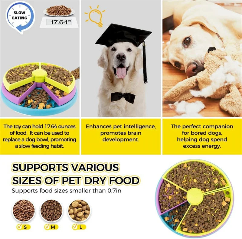 Slow Feeder Dog Bowl Mental Stimulate Detachable Puzzle Slow Eating Pet Bowl Anti-slip Interactive Treat Dispenser Toys for Dogs