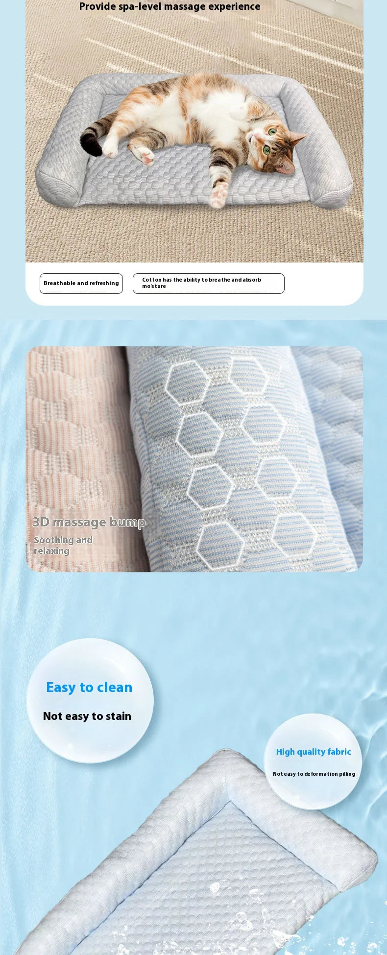 Pet Cooling Gel Pad, Eco-Friendly Material,Self-Cooling Ice Mat for Dogs and Cats, Waterproof & Portable, Medium Size