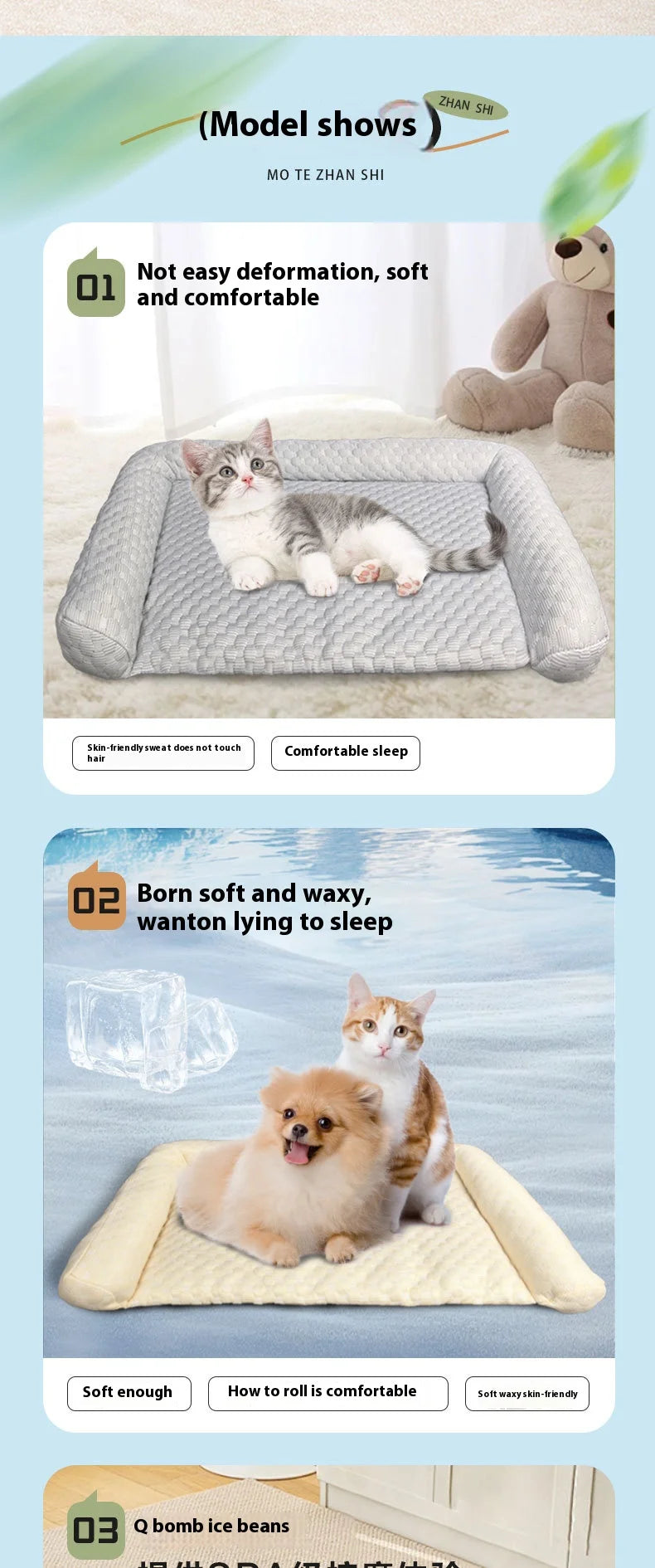 Pet Cooling Gel Pad, Eco-Friendly Material,Self-Cooling Ice Mat for Dogs and Cats, Waterproof & Portable, Medium Size