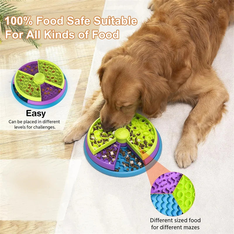 Slow Feeder Dog Bowl Mental Stimulate Detachable Puzzle Slow Eating Pet Bowl Anti-slip Interactive Treat Dispenser Toys for Dogs