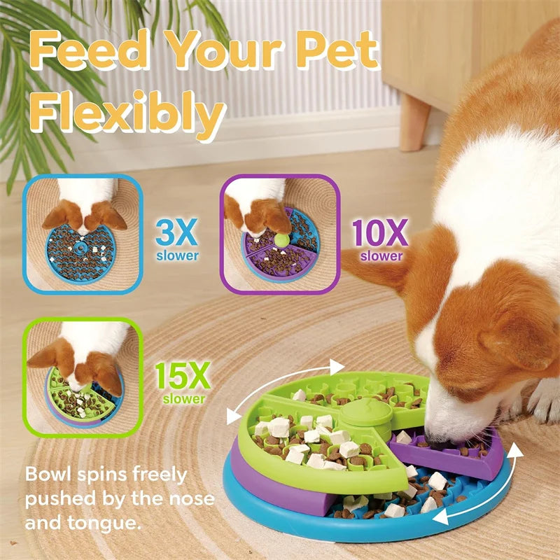 Slow Feeder Dog Bowl Mental Stimulate Detachable Puzzle Slow Eating Pet Bowl Anti-slip Interactive Treat Dispenser Toys for Dogs